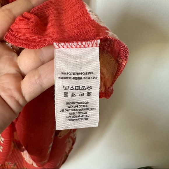 Free People Red Floral Mirage Mini Dress Tunic Top Size M - Picture 9 of 9